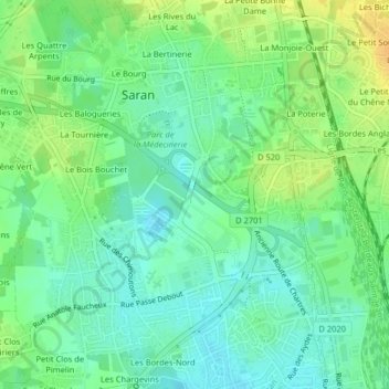 Mapa topográfico Le Pensier, altitud, relieve