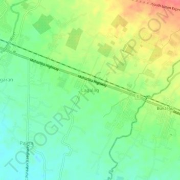 Mapa topográfico Lagalag, altitud, relieve