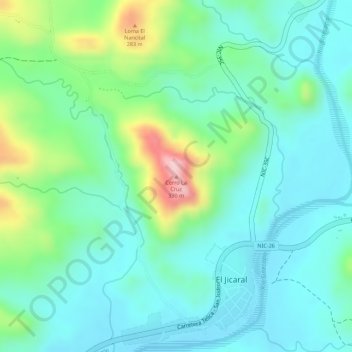 Mapa topográfico Cerro La Cruz, altitud, relieve