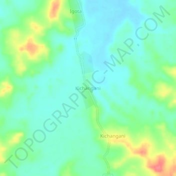 Mapa topográfico Kichangani, altitud, relieve