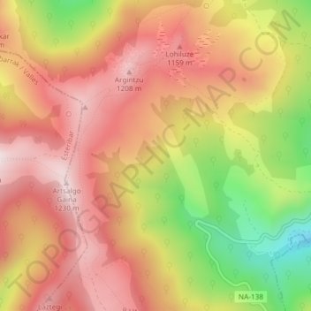 Mapa topográfico Quinto Real, altitud, relieve