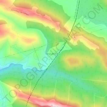 Mapa topográfico Minas del Horcajo, altitud, relieve