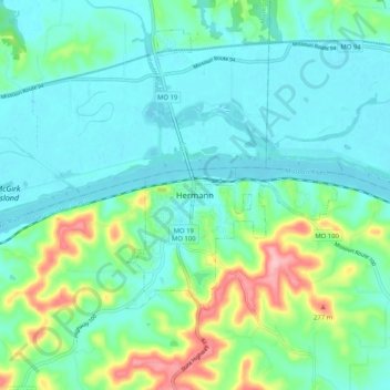 Mapa topográfico Hermann, altitud, relieve