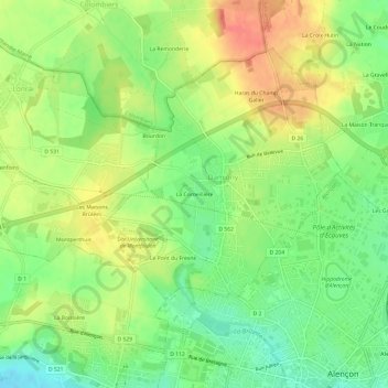 Mapa topográfico La Corneillière, altitud, relieve