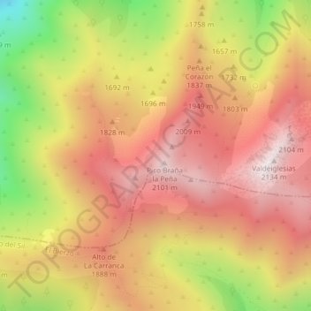 Mapa topográfico Sierra de Gistredo, altitud, relieve