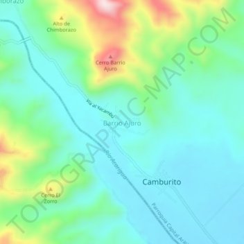 Mapa topográfico Barrio Ajuro, altitud, relieve