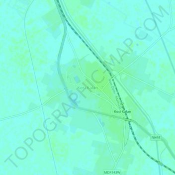 Mapa topográfico Kosi Kalan, altitud, relieve