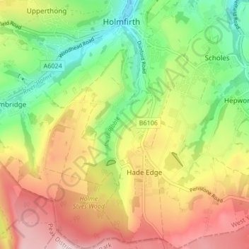 Mapa topográfico Choppards, altitud, relieve