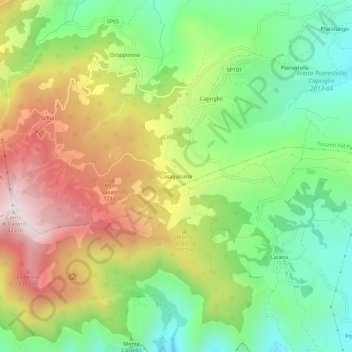 Mapa topográfico Casagalvana, altitud, relieve