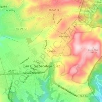 Mapa topográfico Chipablo, altitud, relieve