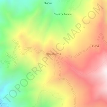Mapa topográfico Huachuma, altitud, relieve