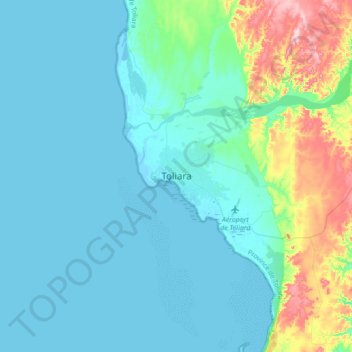 Mapa topográfico Toliara, altitud, relieve