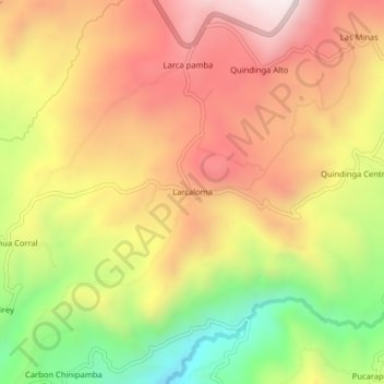 Mapa topográfico Larcaloma, altitud, relieve