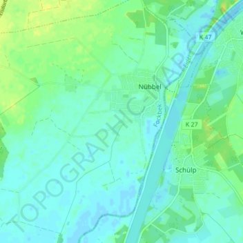 Mapa topográfico Bössel, altitud, relieve