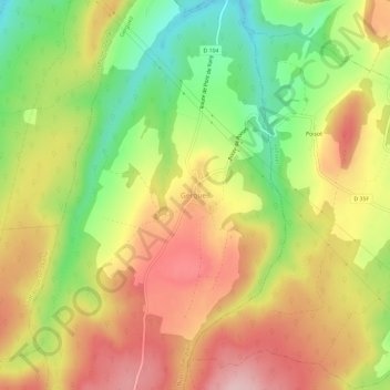 Mapa topográfico Gergueil, altitud, relieve