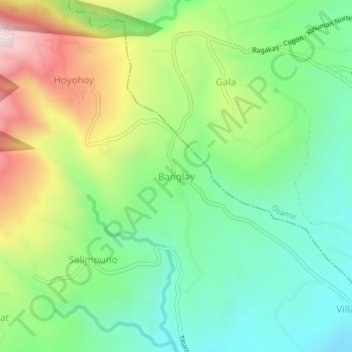 Mapa topográfico Banglay, altitud, relieve