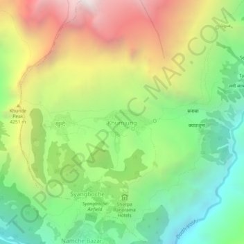 Mapa topográfico Khumjung, altitud, relieve