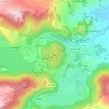 Mapa topográfico Le Tartaret, altitud, relieve
