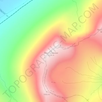 Mapa topográfico Beinn Achaladair, altitud, relieve
