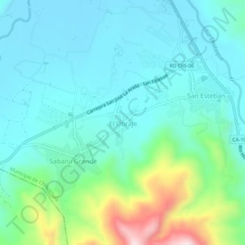 Mapa topográfico El Obraje, altitud, relieve