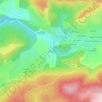 Mapa topográfico Farayuc, altitud, relieve