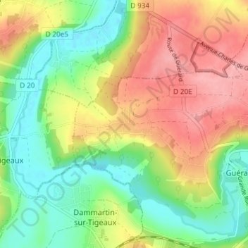 Mapa topográfico Monthérand, altitud, relieve