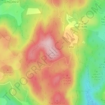 Mapa topográfico La Fageolle, altitud, relieve