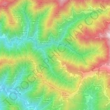 Mapa topográfico Scabbiabella, altitud, relieve