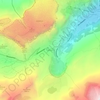 Mapa topográfico Vorfrutt, altitud, relieve