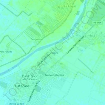 Mapa topográfico Viduque, altitud, relieve