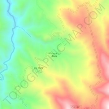 Mapa topográfico Uchuccarcco Bajo, altitud, relieve