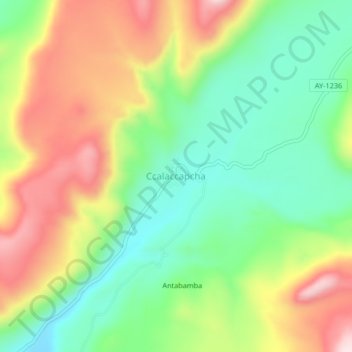 Mapa topográfico Ccalaccapcha, altitud, relieve