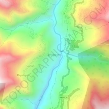 Mapa topográfico Bringbong, altitud, relieve