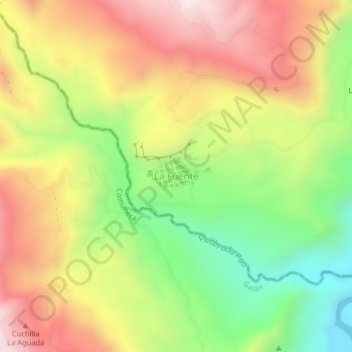 Mapa topográfico La Fuente, altitud, relieve