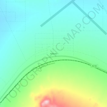 Mapa topográfico Antares, altitud, relieve