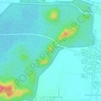 Mapa topográfico Gunung Kidul, altitud, relieve