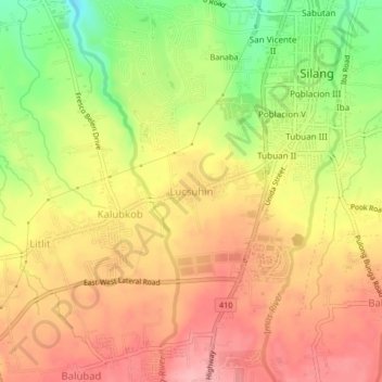 Mapa topográfico Lucsuhin, altitud, relieve