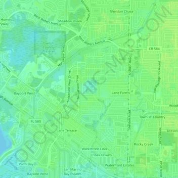 Mapa topográfico Hamilton Park, altitud, relieve