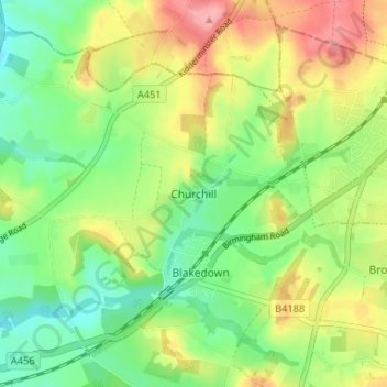 Mapa topográfico Churchill, altitud, relieve