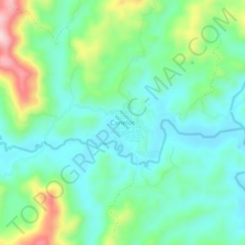Mapa topográfico Canelos, altitud, relieve