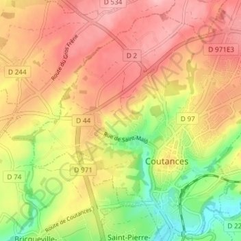 Mapa topográfico L'Écoulanderie, altitud, relieve