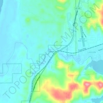 Mapa topográfico Tenmile, altitud, relieve