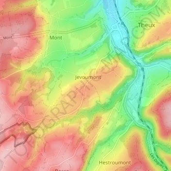 Mapa topográfico Jevoumont, altitud, relieve