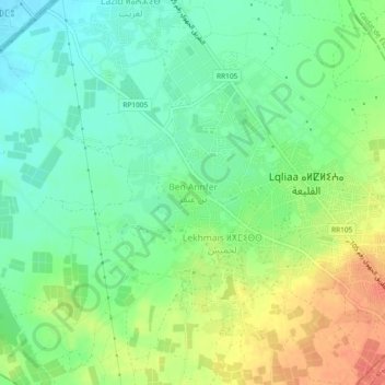 Mapa topográfico Ben Annfer, altitud, relieve