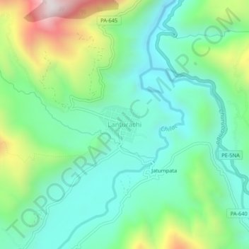 Mapa topográfico Lanturachi, altitud, relieve