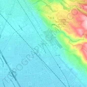 Mapa topográfico Sorenson, altitud, relieve