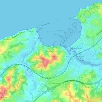 Mapa topográfico Maribernatenia, altitud, relieve