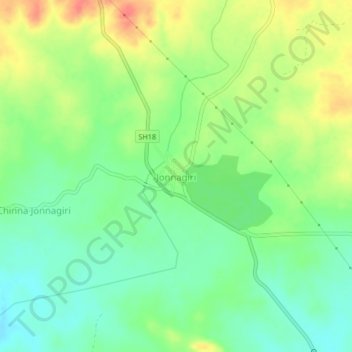 Mapa topográfico Jonnagiri, altitud, relieve