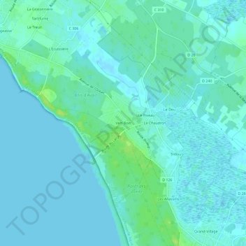 Mapa topográfico Vert-Bois, altitud, relieve