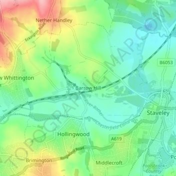 Mapa topográfico Barrow Hill, altitud, relieve